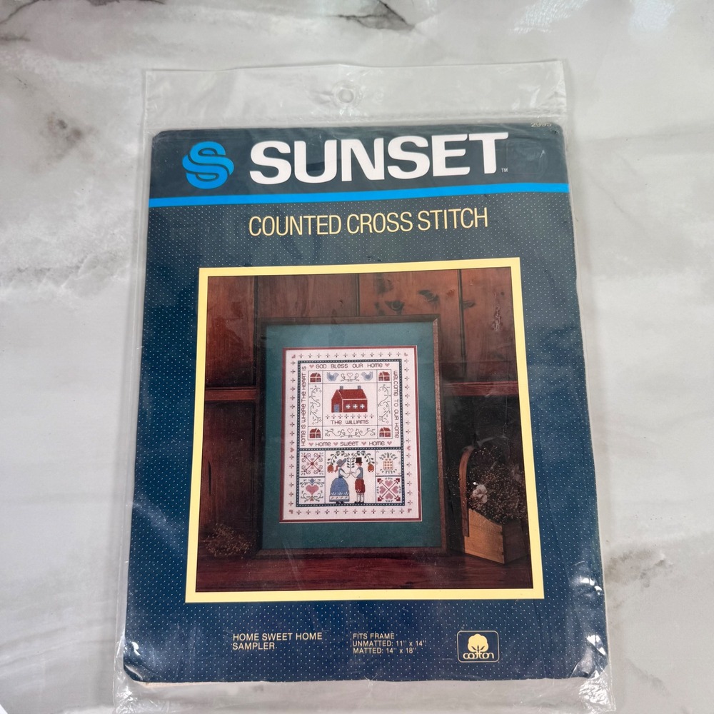 Sunset Counted‎ Cross Stitch Kit Home Sweet Home Sampler Needlework Crafting